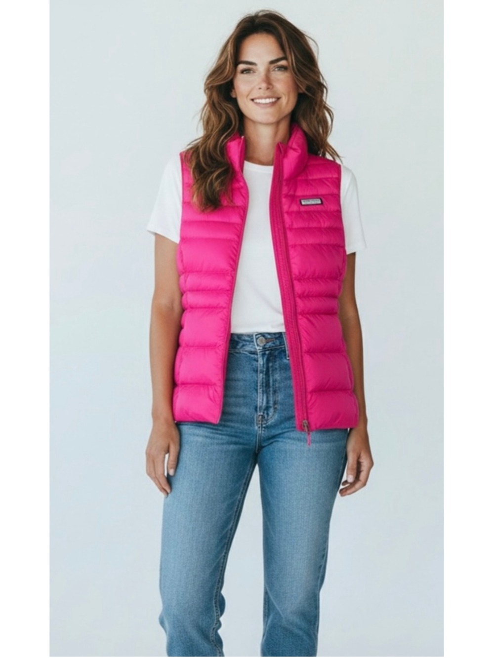 Vineyard Vines Puffer Vest Pink Women's Medium Preppy $120 - Picture 2 of 11